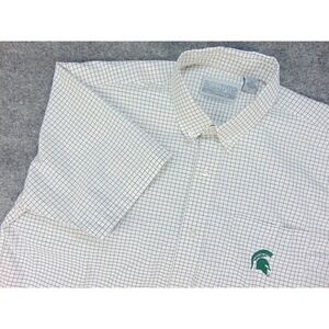 Michigan State Spartans Shirt Mens Large Campus Specialties White Grid Gameday